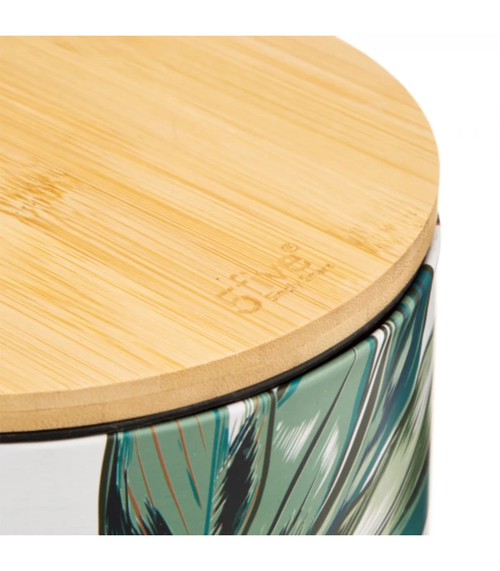 Poubelle Salle De Bain Métal Couvercle Bambou Feuillage Exotique - 3L 6 Poubelle Salle De Bain Métal Couvercle Bambou Feuillage Exotique - 3L – Image 4