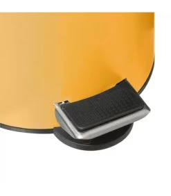 Poubelle Salle De Bain Métal Jaune Couvercle Bambou - 3L -Produits Menagers Boutique poubelle salle de bain metal jaune couvercle bambou 3l 3