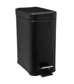 Poubelle Salle De Bain Métal Noir Rectangulaire - 5L