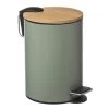 Poubelle Salle De Bain Métal Vert Kaki Couvercle Bambou - 3L -Produits Menagers Boutique poubelle salle de bain metal vert kaki couvercle bambou 3l