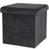 Pouf Coffre De Rangement Velours Noir - 37.5x37.5x37.5cm -Produits Menagers Boutique pouf coffre de rangement velours noir 375x375x375cm
