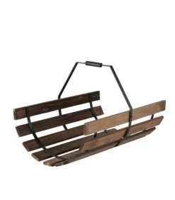 Range Bûches Bois Et Métal Noir 55x40x38cm