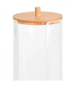 Rangement Disques Coton Acrylique Et Bambou - 7x7x18.5cm -Produits Menagers Boutique rangement disques coton acrylique et bambou 7x7x185cm 2