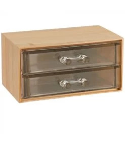 Rangement Maquillage Bambou 2 Tiroirs Acrylique