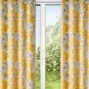 Rideau à Oeillets Velours Jaune Fleurs à L'unité 140x260cm -Produits Menagers Boutique rideau a oeillets velours jaune fleurs a l unite 140x260cm