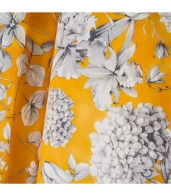 Rideau à Oeillets Velours Jaune Fleurs à L'unité 140x260cm -Produits Menagers Boutique rideau a oeillets velours jaune fleurs a l unite 140x260cm 2