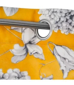 Rideau à Oeillets Velours Jaune Fleurs à L'unité 140x260cm -Produits Menagers Boutique rideau a oeillets velours jaune fleurs a l unite 140x260cm 3