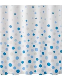 Rideau De Douche Blanc à Pois Bleus -Produits Menagers Boutique rideau de douche blanc a pois bleus 2