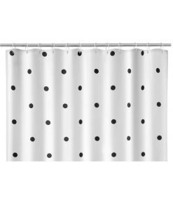 Rideau De Douche Blanc à Pois Noirs -Produits Menagers Boutique rideau de douche blanc a pois noirs 2