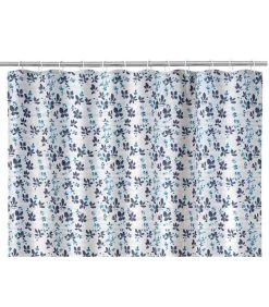 Rideau De Douche Blanc Et Bleu Floral -Produits Menagers Boutique rideau de douche blanc et bleu floral 2