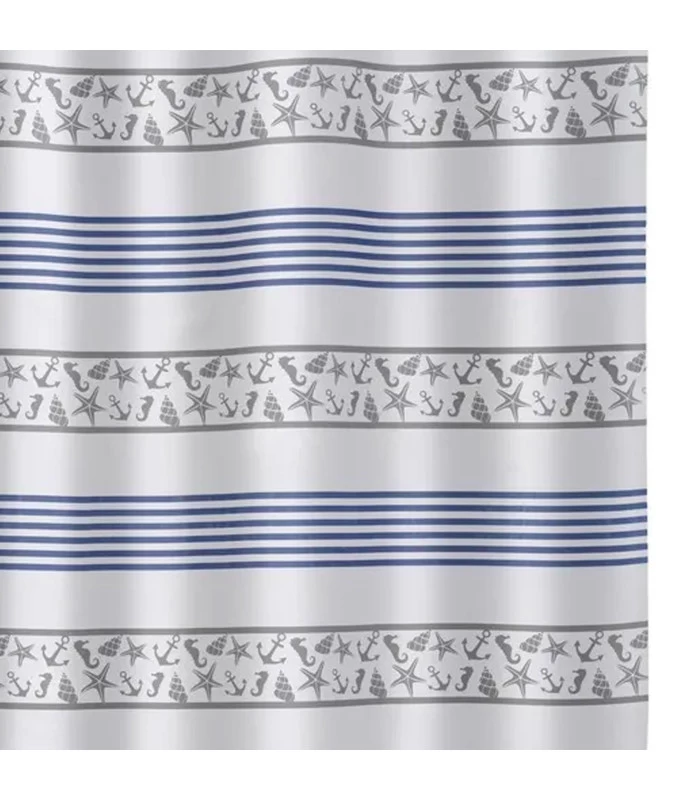 Rideau De Douche Bleu Et Blanc Coquillages 5 Rideau De Douche Bleu Et Blanc Coquillages – Image 3