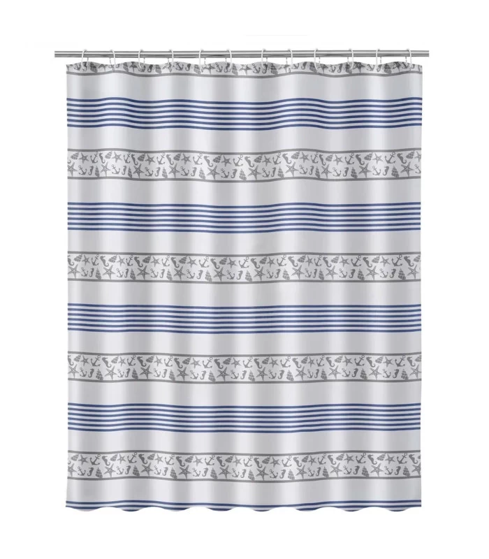Rideau De Douche Bleu Et Blanc Coquillages 3 Rideau De Douche Bleu Et Blanc Coquillages