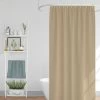 Rideau De Douche Classique Tissu Jacquard Uni Beige Sable