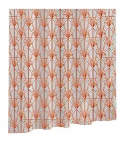 Rideau De Douche Plastique Blanc Et Orange 180x180cm