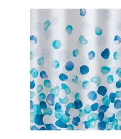 Rideau De Douche Tissu Pétales Bleus -Produits Menagers Boutique rideau de douche tissu petales bleus 2