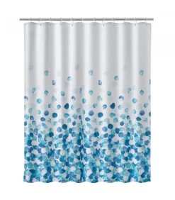 Rideau De Douche Tissu Pétales Bleus