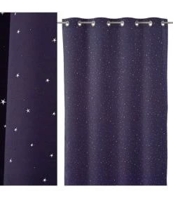 Rideau Occultant à Oeillets Bleu Nuit Cosmos - Longueur 260cm