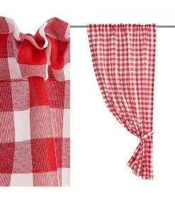 Rideau Cuisine Tissu Vichy Rouge Et Blanc - 100x165cm