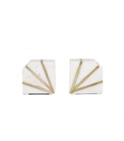 Serre-livres En Marbre Blanc Et Métal Doré - 10x5x10.5cm -Produits Menagers Boutique serre livres en marbre blanc et metal dore 10x5x105cm 4