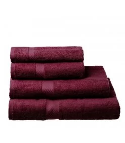 Serviette De Toilette 100% Coton Rouge Bordeaux - 50x100cm