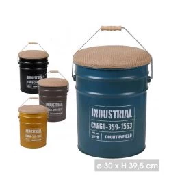 Set 4 Tabourets Métal Assise Jute Bidons - 30x39.5cm -Produits Menagers Boutique set 4 tabourets metal assise jute bidons 30x395cm 2