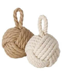 Set De 2 Cale-portes Noeuds Corde Beige Et Marron