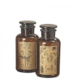 Set De 2 Flacons D'Apothicaire Décoratifs En Verre - 18cm