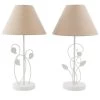 Set De 2 Lampes à Poser En Métal Blanc Et Abat-jours Beige Feuillage -Produits Menagers Boutique set de 2 lampes a poser en metal blanc et abat jours beige feuillage