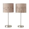 Set De 2 Lampes à Poser Abat-jours Beiges Motifs Herbes -Produits Menagers Boutique set de 2 lampes a poser en metal chrome et abat jours motifs herbes