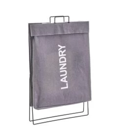 Set De 2 Paniers à Linge Gris Et Beige 38.5x22.5x60.5cm -Produits Menagers Boutique set de 2 paniers a linge gris et beige 385x225x605cm 4