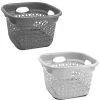 Set De 2 Paniers Carrés Buanderie Plastique Blanc Et Gris 45L -Produits Menagers Boutique set de 2 paniers carres buanderie plastique blanc et gris 45l