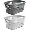 Set De 2 Paniers Rectangulaires Buanderie Plastique Blanc Et Gris 60L 1 Set De 2 Paniers Rectangulaires Buanderie Plastique Blanc Et Gris 60L -Produits Menagers Boutique set de 2 paniers rectangulaires buanderie plastique blanc et gris 60l