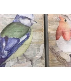 Set De 2 Peintures Sur Panneaux Bois Oiseaux Multicolores - 30x30cm -Produits Menagers Boutique set de 2 peintures sur panneaux bois oiseaux multicolores 30x30cm 1