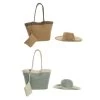 Set De 2 Sacs + 2 Chapeaux Fibres Naturelles Tressées - Marron Et Vert -Produits Menagers Boutique set de 2 sacs 2 chapeaux fibres naturelles tressees marron et vert