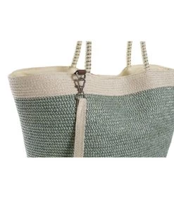 Set De 2 Sacs + 2 Chapeaux Fibres Naturelles Tressées - Marron Et Vert -Produits Menagers Boutique set de 2 sacs 2 chapeaux fibres naturelles tressees marron et vert 2
