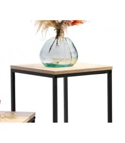 Set De 2 Sellettes En Bois Et Métal Noir - 34x34x74cm -Produits Menagers Boutique set de 2 sellettes en bois et metal noir 34x34x74cm 2