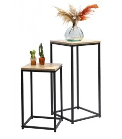 Set De 2 Sellettes En Bois Et Métal Noir - 34x34x74cm