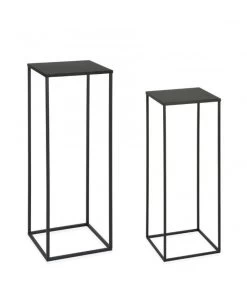 Set De 2 Sellettes En Métal Noir - Hauteur 70cm -Produits Menagers Boutique set de 2 sellettes en metal noir hauteur 70cm 2