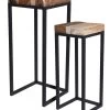 Set De 2 Sellettes Gigognes En Métal Noir Et Bois Recyclé -Produits Menagers Boutique set de 2 sellettes gigognes en metal noir et bois recycle