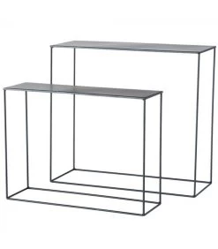 Set De 2 Supports Plantes En Métal Noir - 55x21x50cm