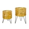 Set De 2 Supports Pots Plante En Métal Doré Et Noir - 20.5x20.5x29.5cm -Produits Menagers Boutique set de 2 supports pots plante en metal dore et noir 205x205x295cm
