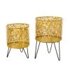 Set De 2 Supports Pots Plante En Métal Noir Et Doré - 20.5x20.5x29.6cm -Produits Menagers Boutique set de 2 supports pots plante en metal noir et dore 205x205x296cm