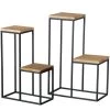 Set De 2 Supports Pots Plantes étagés En Métal Noir Et Bois -Produits Menagers Boutique set de 2 supports pots plantes etages en metal noir et bois