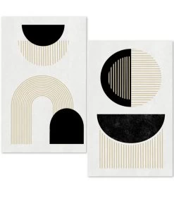 Set De 2 Tableaux Décoratifs Abstraits - 50x3x80cm