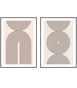 Set De 2 Tableaux Décoratifs Abstraits Noir Et Blanc