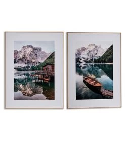 Set De 2 Tableaux Décoratifs Photo Lac Montagne - 61.5x81.5cm