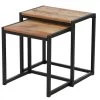 Set De 2 Tables Basses D'Appoint Gigognes En Bois Et Métal Noir -Produits Menagers Boutique set de 2 tables basses d appoint gigognes en bois et metal noir