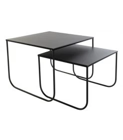 Set De 2 Tables Basses Gigognes En Métal Noir