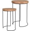 Set De 2 Tables Basses Rondes D'Appoint En Métal Noir Et Plateaux Bois -Produits Menagers Boutique set de 2 tables basses rondes d appoint en metal noir et plateaux bois