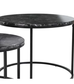 Set De 2 Tables Basses Rondes Effet Marbre Noir -Produits Menagers Boutique set de 2 tables basses rondes effet marbre noir 2